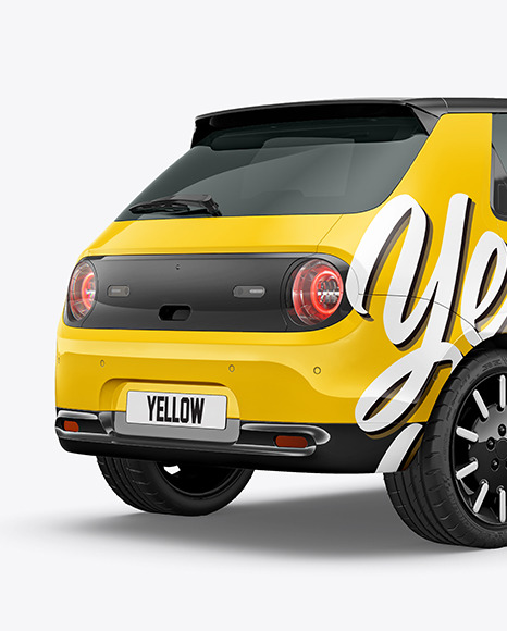 Compact Electric Car Mockup   Back Half Side View PSD #2