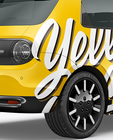 Compact Electric Car Mockup   Back Half Side View PSD #6