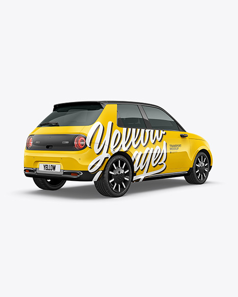 Compact Electric Car Mockup   Back Half Side View PSD #7