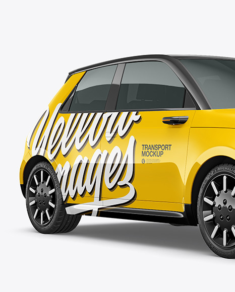 Compact Electric Car Mockup   Half Side View PSD #2