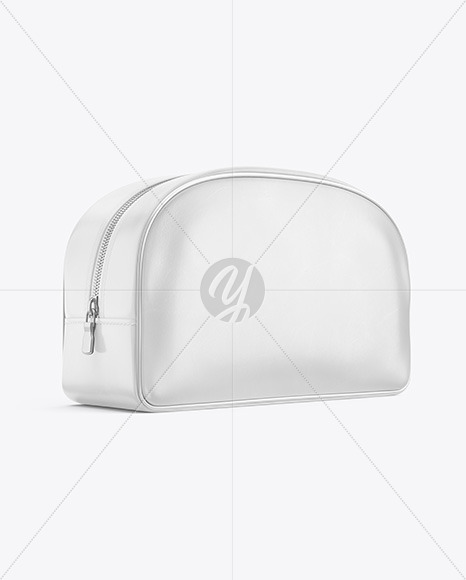 Free Leather Cosmetic Bag Mockup - Half Side View PSD Mockups