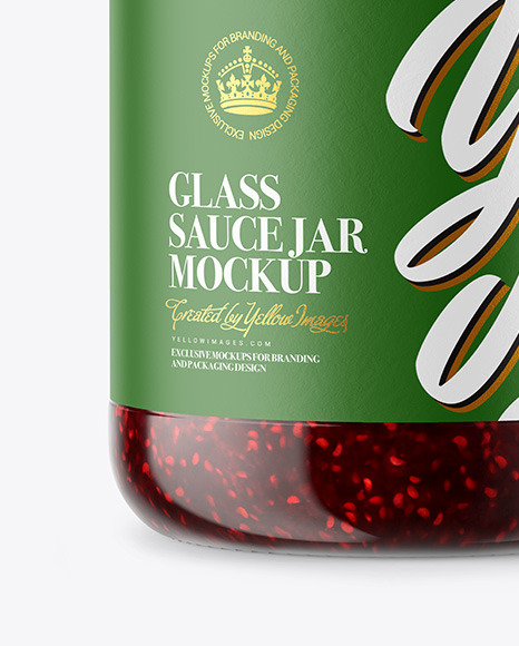 Glass Jar With Raspberry Jam Mockup PSD #1