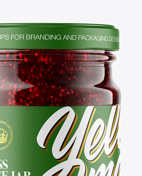 Glass Jar With Raspberry Jam Mockup PSD #7