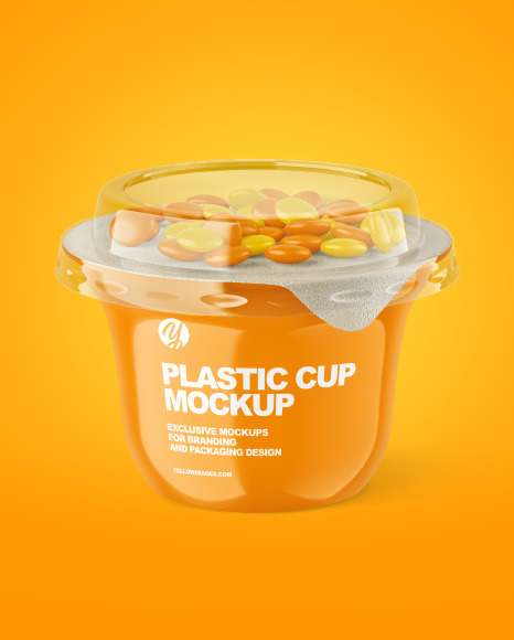 Glossy Yoghurt Cup w  Candy Mockup PSD #6