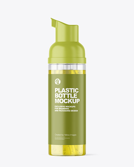 Color Liquid Cosmetic Bottle with Pump Mockup PSD #3