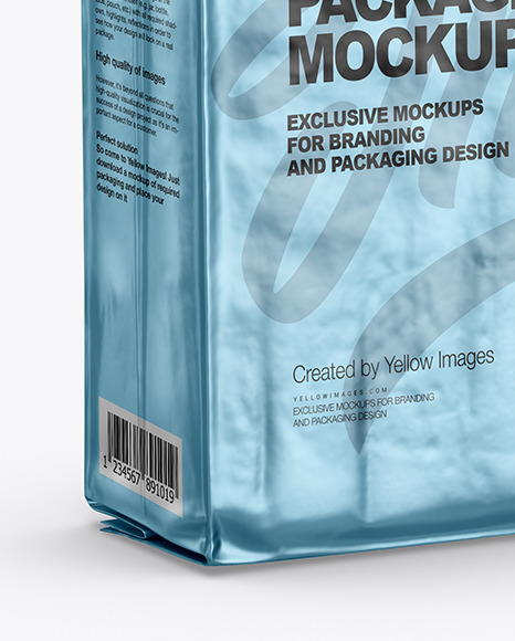 Matte Metallic Coffee Bag Package Mockup PSD #1