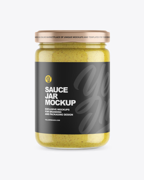 Clear Glass Jar w/ Mustard Mockup