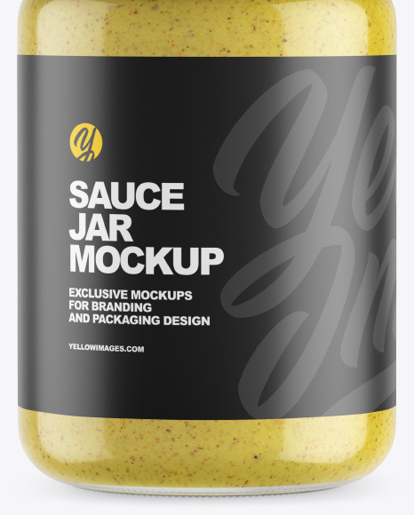 Clear Glass Jar w  Mustard Mockup PSD #1