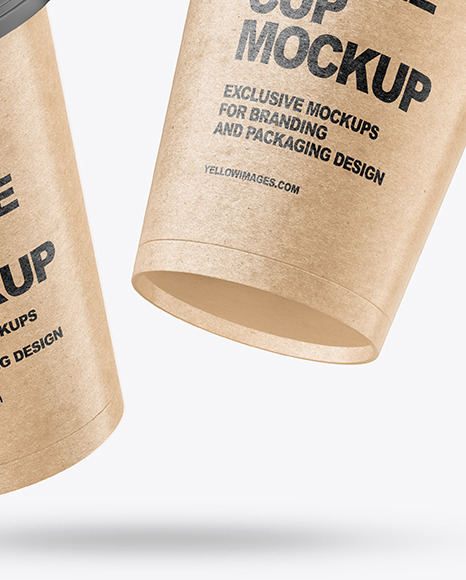 Two Kraft Coffee Cups Mockup PSD #1