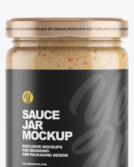Clear Glass Jar w  Sauce Mockup PSD #2