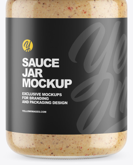 Clear Glass Jar w  Sauce Mockup PSD #1