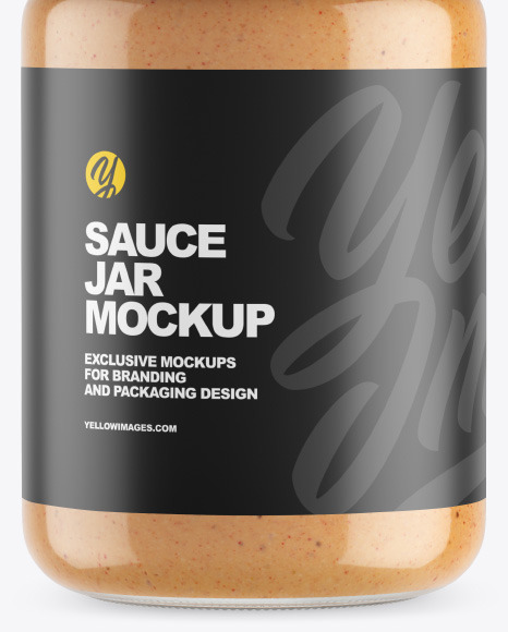 Clear Glass Jar w  Sauce Mockup PSD #1