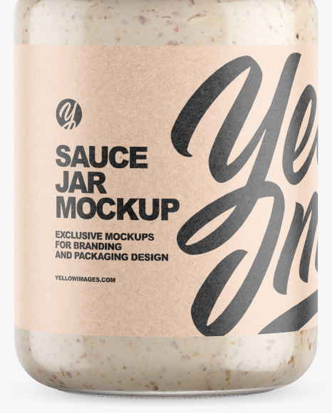 Clear Glass Jar w  Sauce Mockup PSD #6