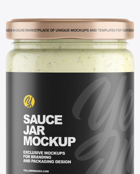 Clear Glass Jar w  Sauce Mockup PSD #2