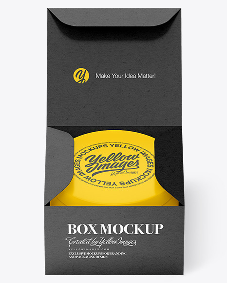 Kraft Paper Box with Cosmetic Jar Mockup PSD #6