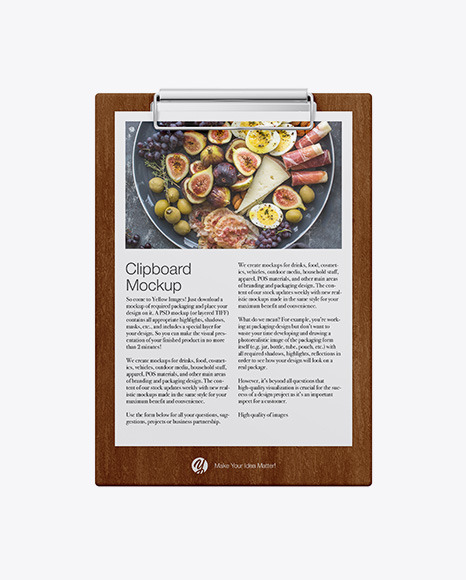 Wooden Clipboard W/ A4 Paper Mockup