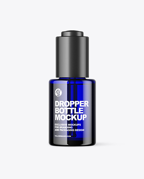 Blue Glass Dropper Bottle Mockup PSD #2