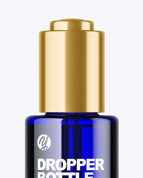 Blue Glass Dropper Bottle Mockup PSD #1
