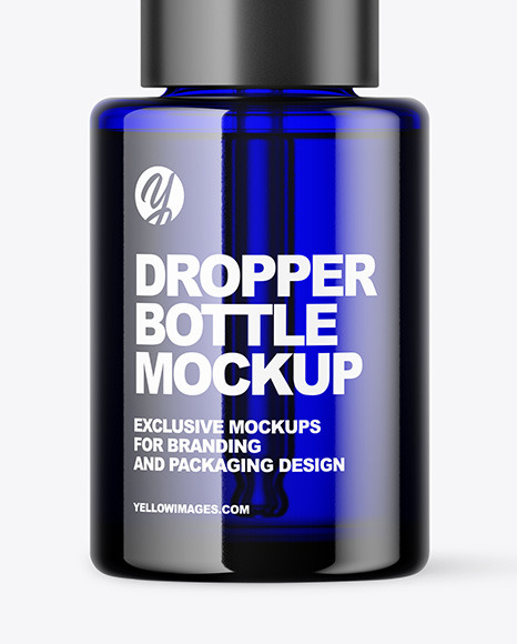 Blue Glass Dropper Bottle Mockup PSD #7