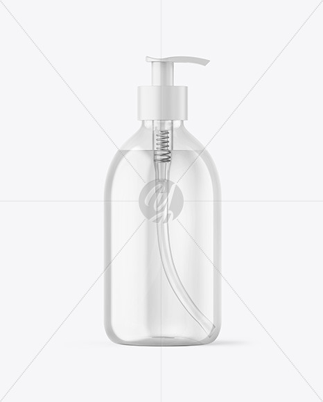 Clear Cosmetic Bottle with Pump Mockup
