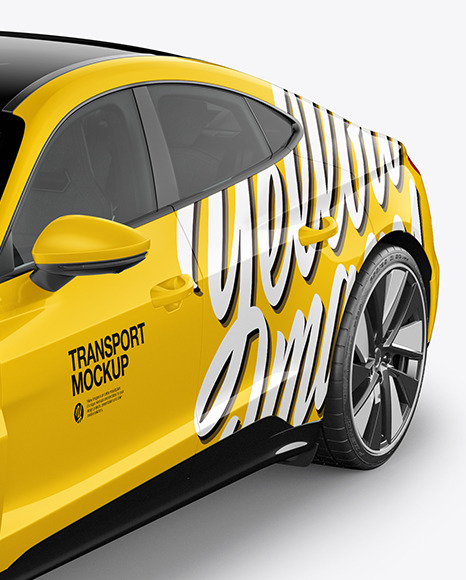 Electric Executive Car Mockup   Half Side View (High Angle Shot) PSD #1