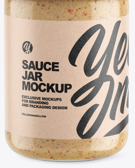 Clear Glass Jar w  Sauce Mockup PSD #6