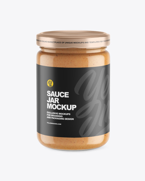 Download Clear Glass Jar W Sauce Mockup Yellow Author