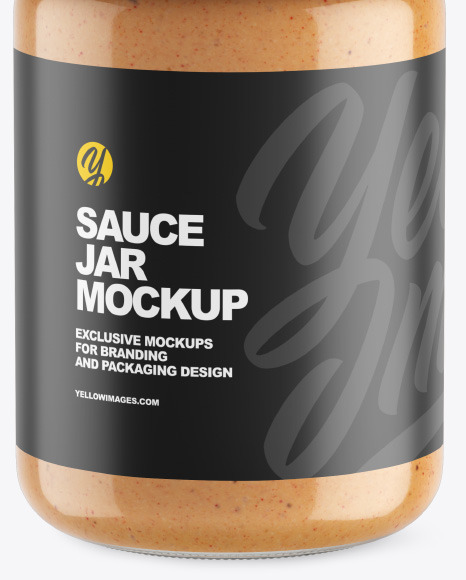 Clear Glass Jar w  Sauce Mockup PSD #1