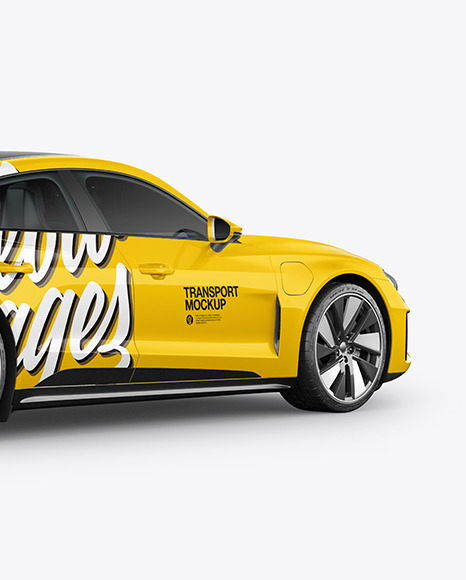 Electric Executive Car Mockup - Back Half Side View