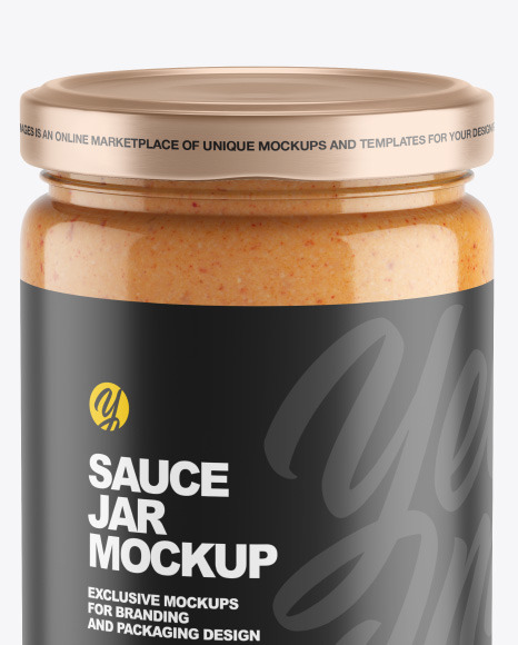 Clear Glass Jar w  Sauce Mockup PSD #2