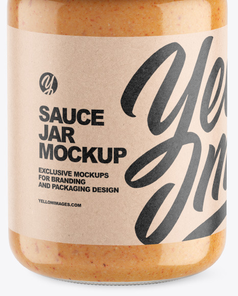 Clear Glass Jar w  Sauce Mockup PSD #6