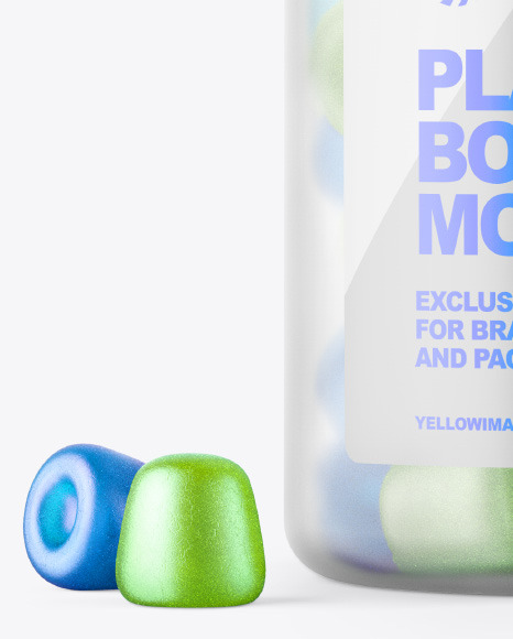 Frosted Bottle with Gummies Mockup PSD #1