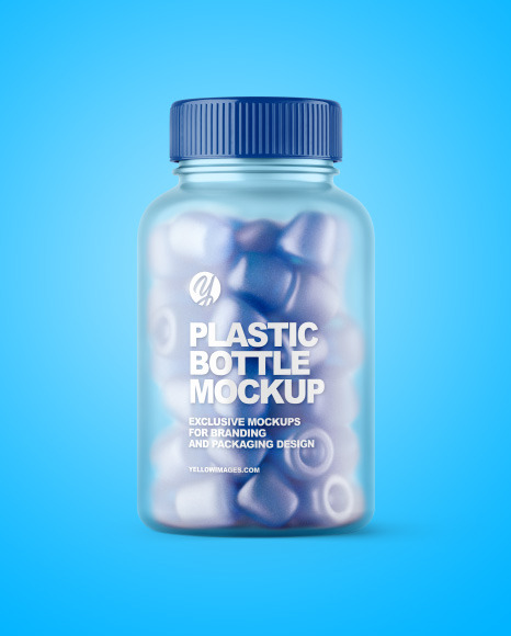 Frosted Bottle with Gummies Mockup PSD #6