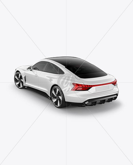 Free Electric Executive Car Mockup - Back Half Side View (High-Angle Shot) PSD Mockups