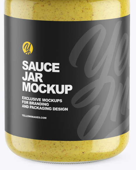 Clear Glass Jar w  Sauce Mockup PSD #1