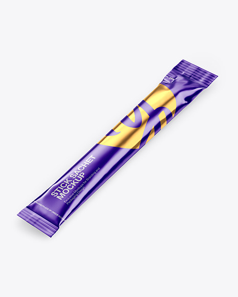 Matte Metallic Stick Sachet Mockup PSD #2