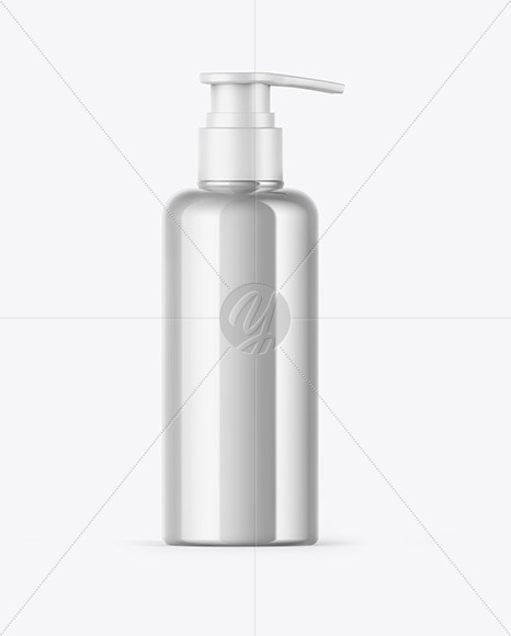 Free Metallic Soap Bottle with Pump Mockup PSD Mockups