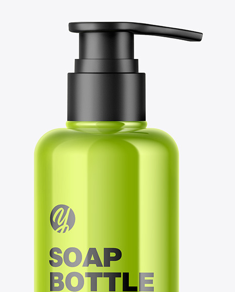 Metallic Soap Bottle with Pump Mockup PSD #2