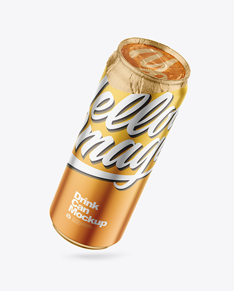 500ml Matte Metallic Drink Can w/ Foil Lid Mockup