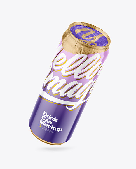 500ml Glossy Drink Can w/ Foil Lid Mockup