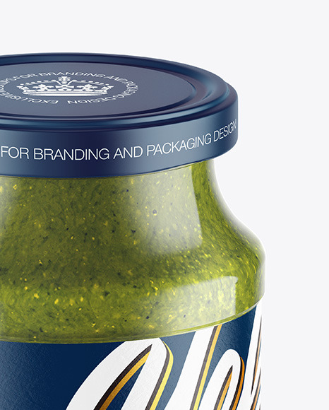 Glass Jar with Pesto Sauce Mockup PSD #1