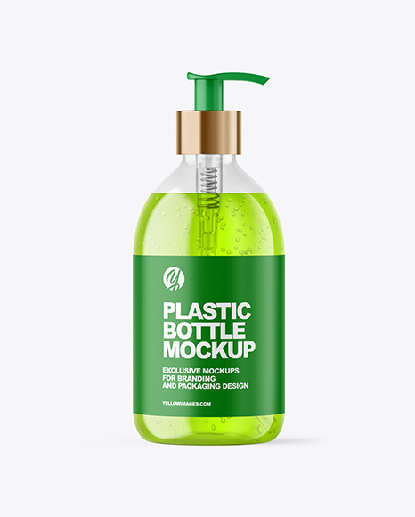 Color Liquid Cosmetic Bottle with Pump Mockup PSD #2