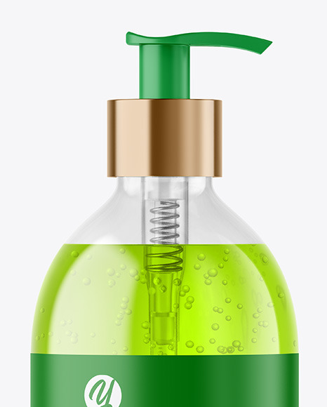 Color Liquid Cosmetic Bottle with Pump Mockup PSD #3