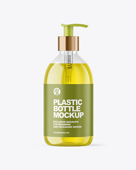 Color Liquid Cosmetic Bottle with Pump Mockup PSD #2