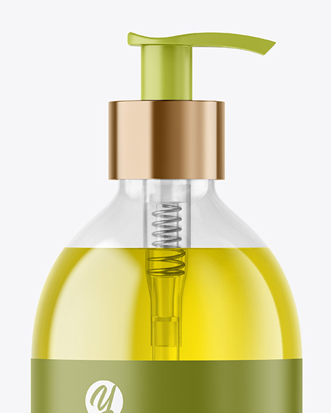 Color Liquid Cosmetic Bottle with Pump Mockup PSD #3