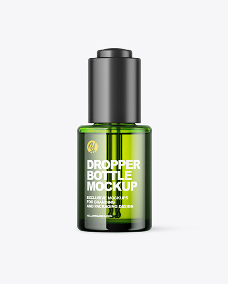 Green Glass Dropper Bottle Mockup PSD #2