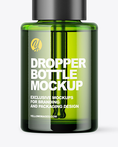Green Glass Dropper Bottle Mockup PSD #7
