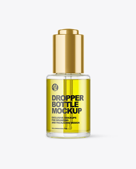 Clear Glass Dropper Bottle with Oil Mockup