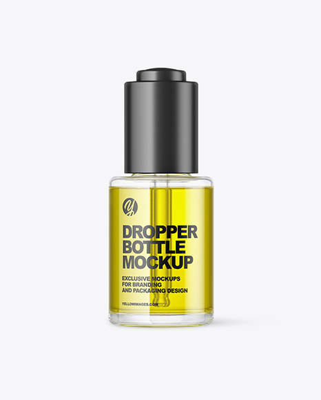 Clear Glass Dropper Bottle with Oil Mockup PSD #2