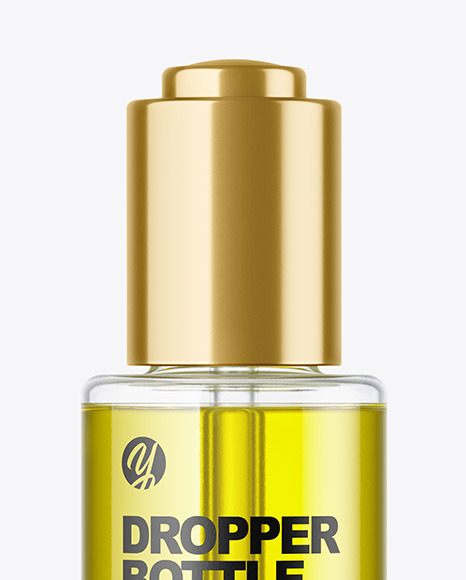 Clear Glass Dropper Bottle with Oil Mockup PSD #1